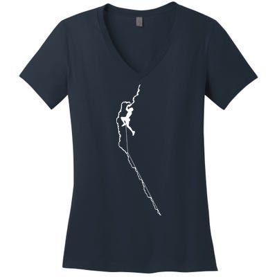 Climbing Rock Mountain Climber Bouldering Tee Gift Women's V-Neck T-Shirt