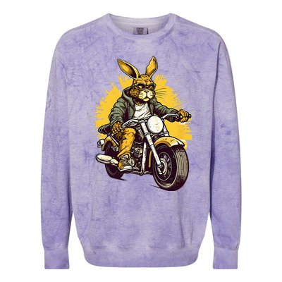 Cool Rabbit Motorcycle Rider Wild Hare Biker Colorblast Crewneck Sweatshirt