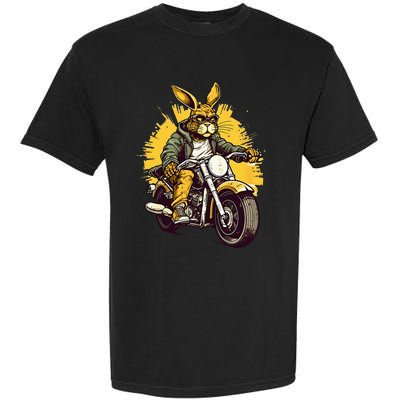 Cool Rabbit Motorcycle Rider Wild Hare Biker Garment-Dyed Heavyweight T-Shirt