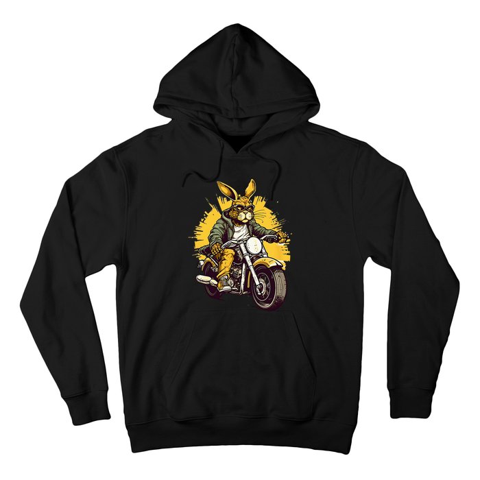 Cool Rabbit Motorcycle Rider Wild Hare Biker Hoodie