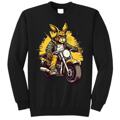 Cool Rabbit Motorcycle Rider Wild Hare Biker Sweatshirt