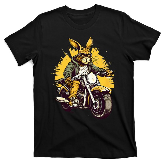 Cool Rabbit Motorcycle Rider Wild Hare Biker T-Shirt