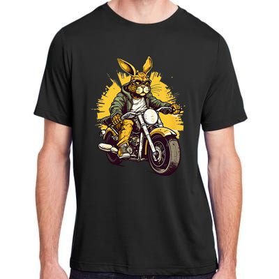 Cool Rabbit Motorcycle Rider Wild Hare Biker Adult ChromaSoft Performance T-Shirt