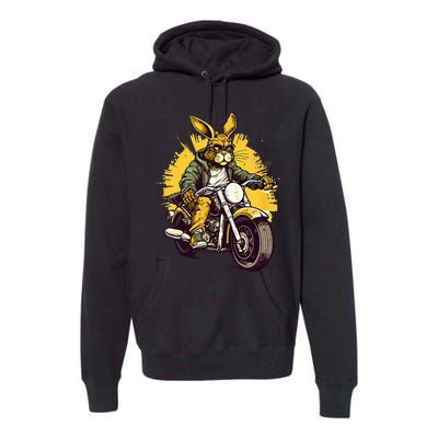 Cool Rabbit Motorcycle Rider Wild Hare Biker Premium Hoodie