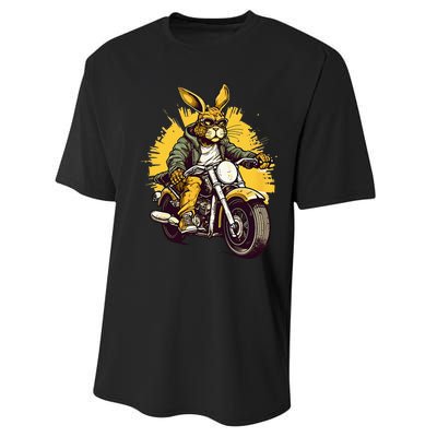 Cool Rabbit Motorcycle Rider Wild Hare Biker Performance Sprint T-Shirt