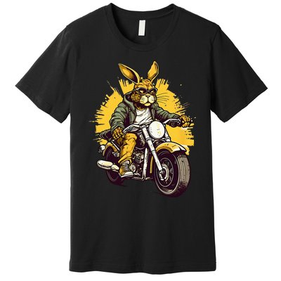 Cool Rabbit Motorcycle Rider Wild Hare Biker Premium T-Shirt