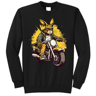 Cool Rabbit Motorcycle Rider Wild Hare Biker Tall Sweatshirt