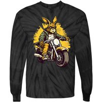 Cool Rabbit Motorcycle Rider Wild Hare Biker Tie-Dye Long Sleeve Shirt