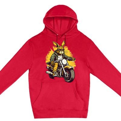 Cool Rabbit Motorcycle Rider Wild Hare Biker Premium Pullover Hoodie