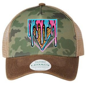 Cute Retro Melting Ice Cream Cone Baseball Home Plate Legacy Tie Dye Trucker Hat