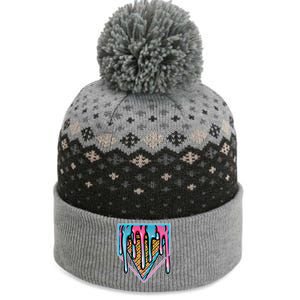 Cute Retro Melting Ice Cream Cone Baseball Home Plate The Baniff Cuffed Pom Beanie