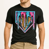 Cute Retro Melting Ice Cream Cone Baseball Home Plate Cooling Performance Crew T-Shirt