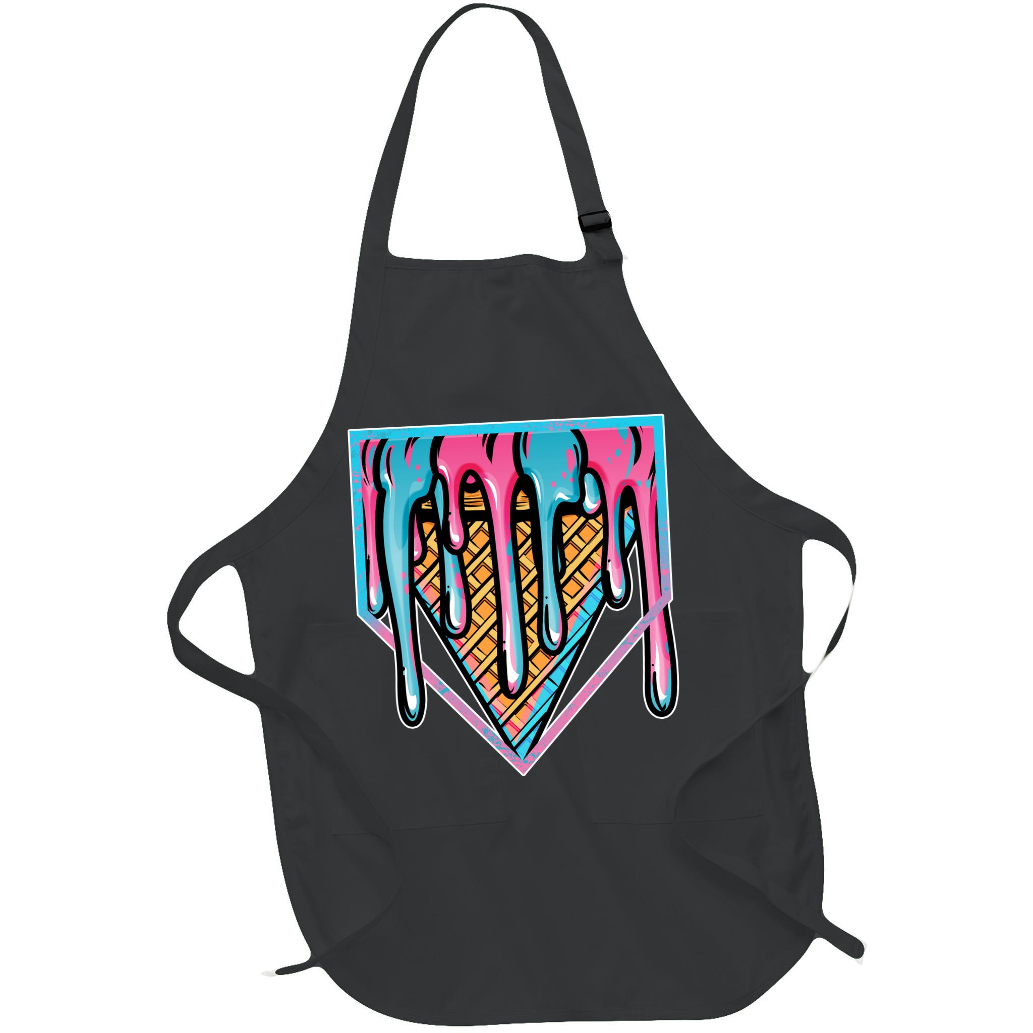 Cute Retro Melting Ice Cream Cone Baseball Home Plate Apron