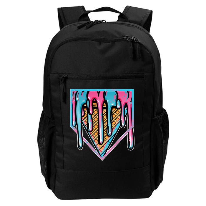 Cute Retro Melting Ice Cream Cone Baseball Home Plate Backpack