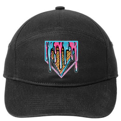Cute Retro Melting Ice Cream Cone Baseball Home Plate 7-Panel Snapback Hat