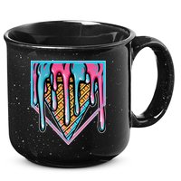 Cute Retro Melting Ice Cream Cone Baseball Home Plate 15oz Campfire Ceramic Mug