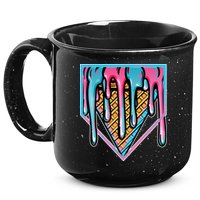 Cute Retro Melting Ice Cream Cone Baseball Home Plate 15oz Campfire Ceramic Mug