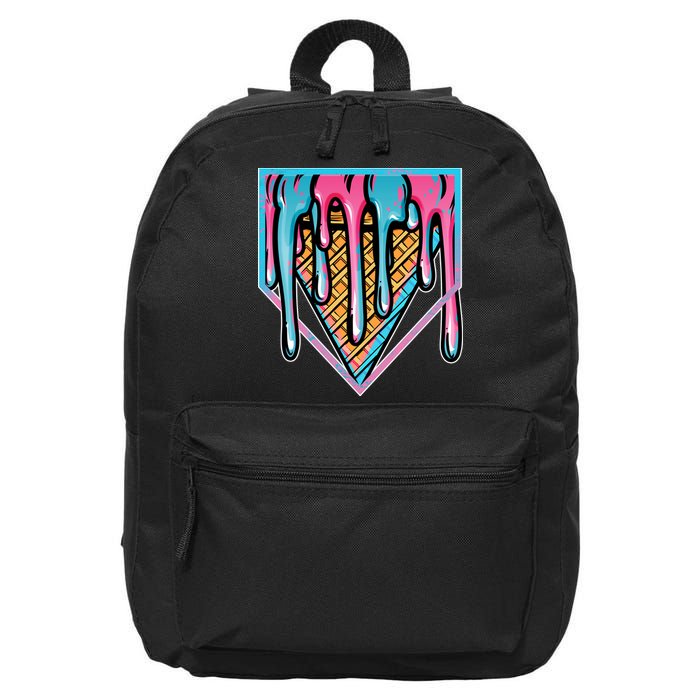 Cute Retro Melting Ice Cream Cone Baseball Home Plate 16 in Basic Backpack