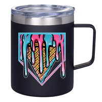 Cute Retro Melting Ice Cream Cone Baseball Home Plate 12oz Stainless Steel Coffee Mug