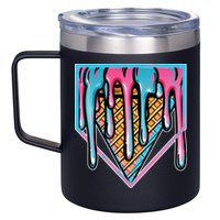 Cute Retro Melting Ice Cream Cone Baseball Home Plate 12oz Stainless Steel Coffee Mug