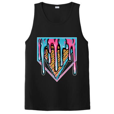 Cute Retro Melting Ice Cream Cone Baseball Home Plate PosiCharge Competitor Tank