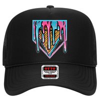 Cute Retro Melting Ice Cream Cone Baseball Home Plate Trucker Hat