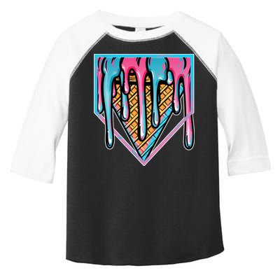 Cute Retro Melting Ice Cream Cone Baseball Home Plate Toddler Fine Jersey T-Shirt