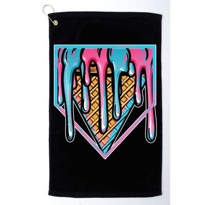 Cute Retro Melting Ice Cream Cone Baseball Home Plate Golf Towel