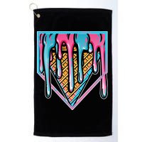 Cute Retro Melting Ice Cream Cone Baseball Home Plate Golf Towel