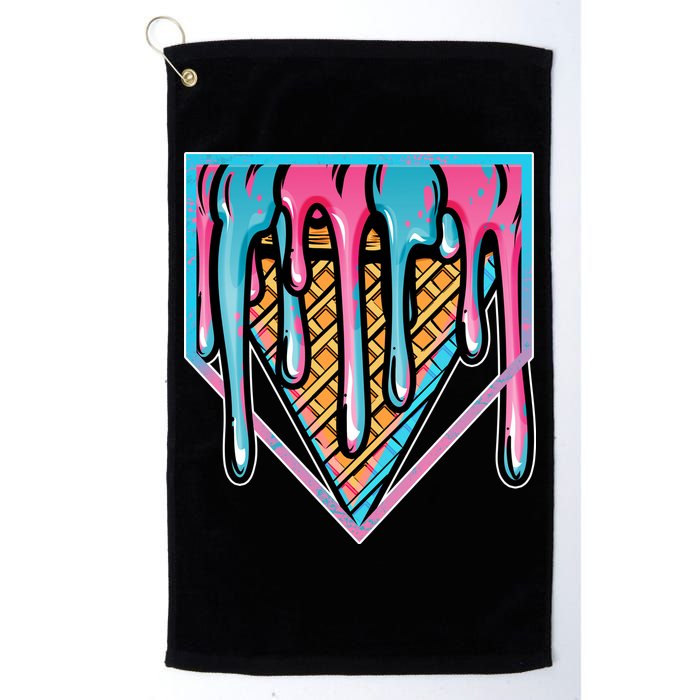 Cute Retro Melting Ice Cream Cone Baseball Home Plate Golf Towel