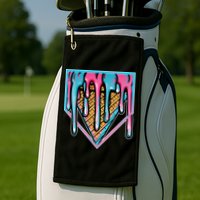 Cute Retro Melting Ice Cream Cone Baseball Home Plate Golf Towel