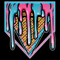 Cute Retro Melting Ice Cream Cone Baseball Home Plate Cropped Pullover Crew