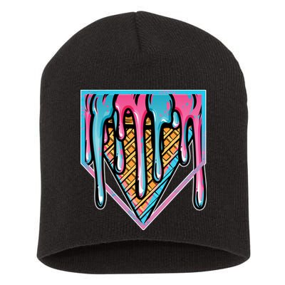 Cute Retro Melting Ice Cream Cone Baseball Home Plate Short Acrylic Beanie