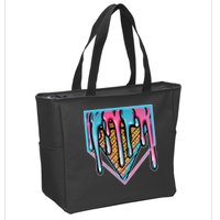 Cute Retro Melting Ice Cream Cone Baseball Home Plate Zip Tote Bag