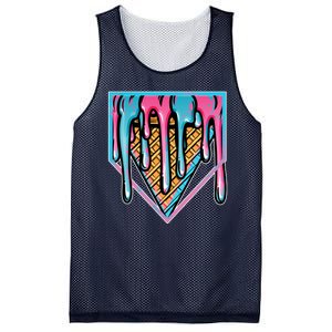 Cute Retro Melting Ice Cream Cone Baseball Home Plate Mesh Reversible Basketball Jersey Tank