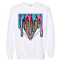Cute Retro Melting Ice Cream Cone Baseball Home Plate Garment-Dyed Sweatshirt