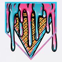 Cute Retro Melting Ice Cream Cone Baseball Home Plate Garment-Dyed Sweatshirt