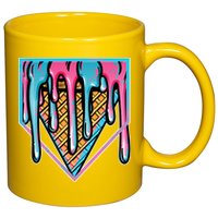 Cute Retro Melting Ice Cream Cone Baseball Home Plate 11oz C Handle Ceramic Mug
