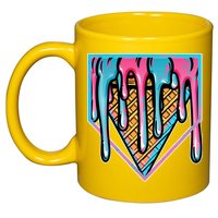 Cute Retro Melting Ice Cream Cone Baseball Home Plate 11oz C Handle Ceramic Mug