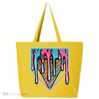 Cute Retro Melting Ice Cream Cone Baseball Home Plate 25L Jumbo Tote