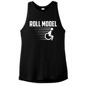 Cool Roll Model Funny Handicapped Person Wheelchair Ladies PosiCharge Tri-Blend Wicking Tank