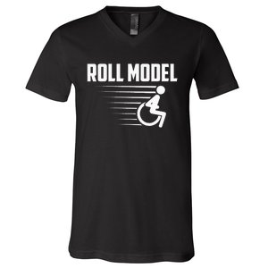 Cool Roll Model Funny Handicapped Person Wheelchair V-Neck T-Shirt