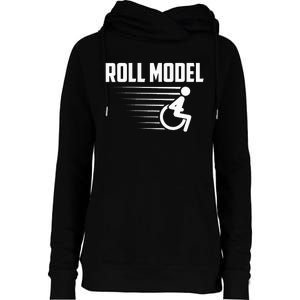 Cool Roll Model Funny Handicapped Person Wheelchair Womens Funnel Neck Pullover Hood