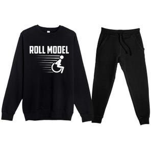 Cool Roll Model Funny Handicapped Person Wheelchair Premium Crewneck Sweatsuit Set