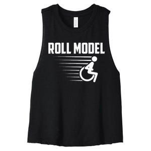 Cool Roll Model Funny Handicapped Person Wheelchair Women's Racerback Cropped Tank