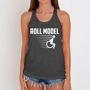 Cool Roll Model Funny Handicapped Person Wheelchair Women's Knotted Racerback Tank