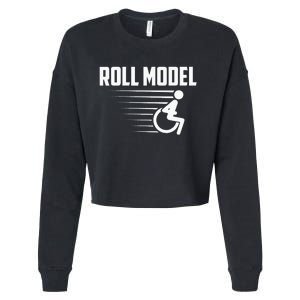 Cool Roll Model Funny Handicapped Person Wheelchair Cropped Pullover Crew