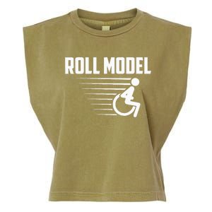 Cool Roll Model Funny Handicapped Person Wheelchair Garment-Dyed Women's Muscle Tee