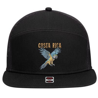 Costa Rica Macaw Pura Vida Animals Nature Pura Vida 7 Panel Mesh Trucker Snapback Hat