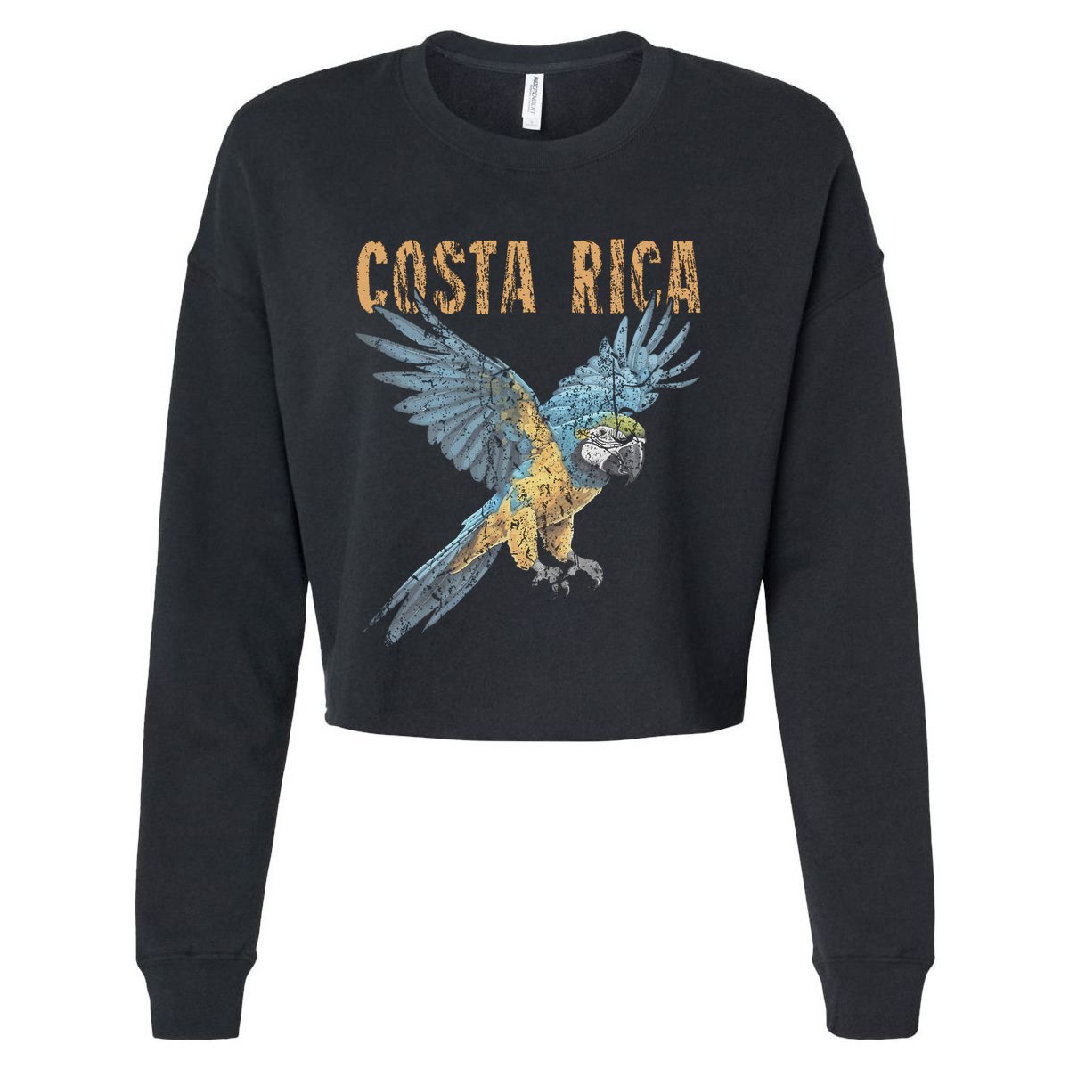 Costa Rica Macaw Pura Vida Animals Nature Pura Vida Cropped Pullover Crew